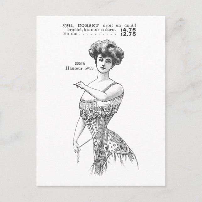 Postal corset de fotografía de época (Anverso)