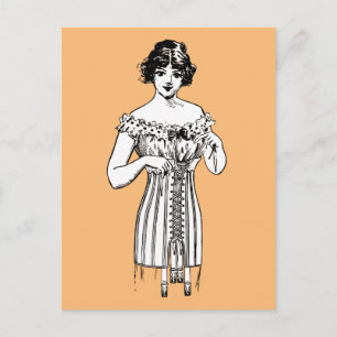 POSTAL CORSET LADY POSTCARD