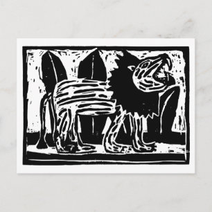 Postal Corta de león de color blanco y negro