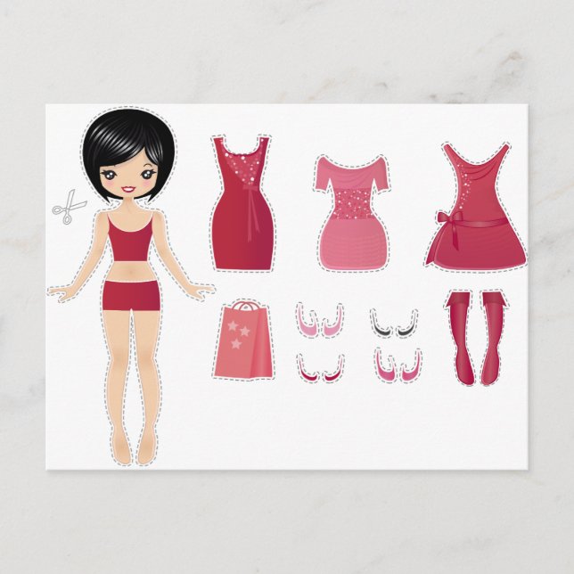 Postal Corta de muñeca de papel (Anverso)