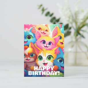 Postal Corta divertidos gatitos anime Maullido-ástico cum
