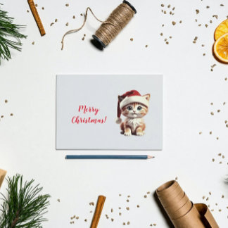 Postal Corta gatita con Gorra Navidad