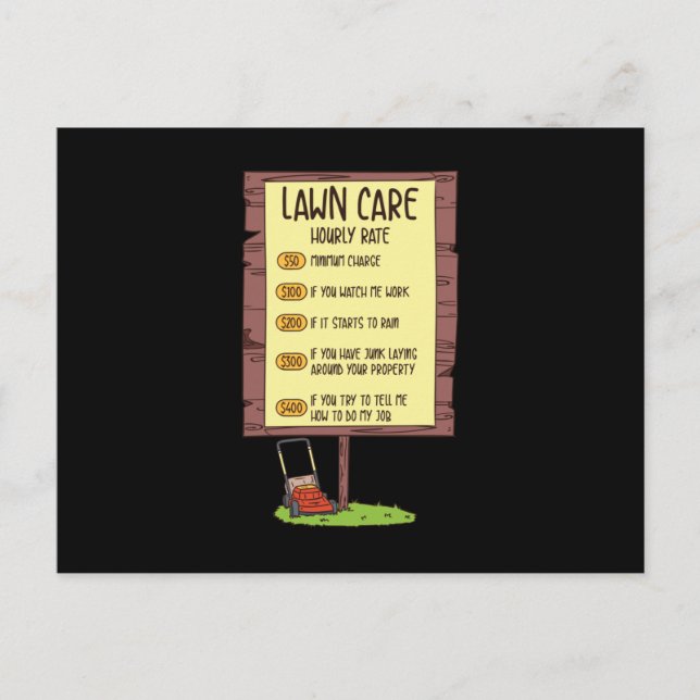 Postal Cortacésped - Tarifa por hora de cuidado de césped (Anverso)