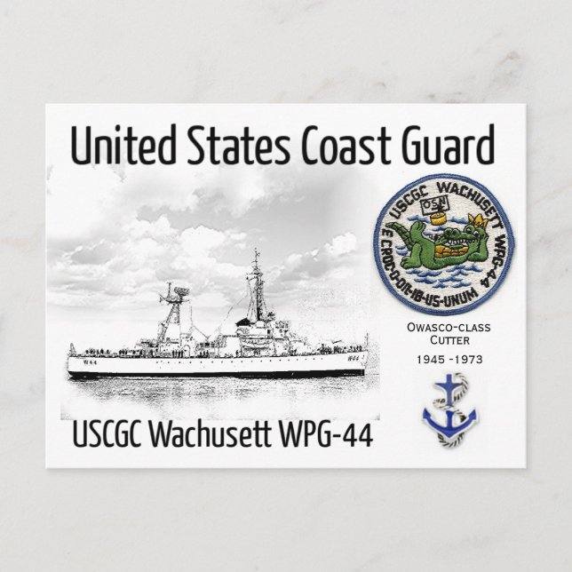 POSTAL CORTADOR DE WACHUSETT WPG-44 DE USCGC (Anverso)