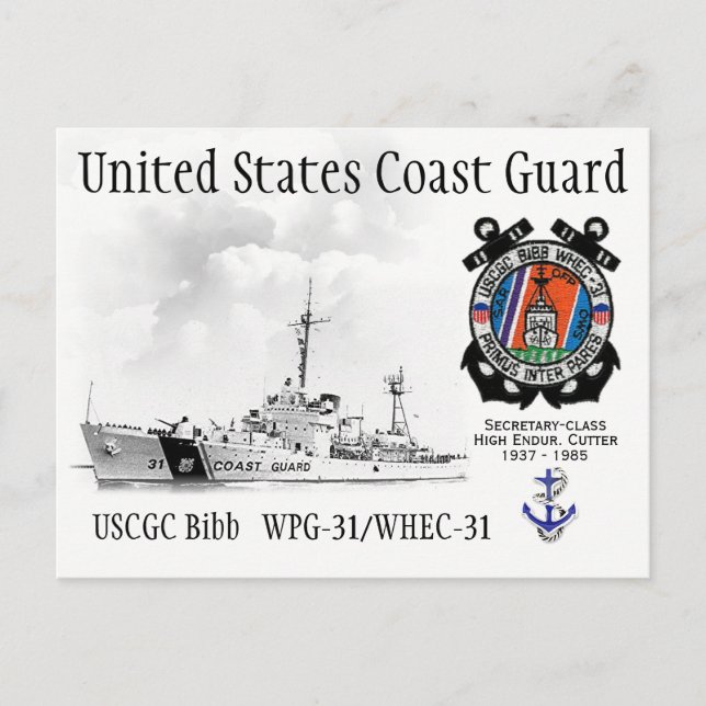 POSTAL CORTADOR USCGC BIBB WPG-31/WHEC-31 (Anverso)