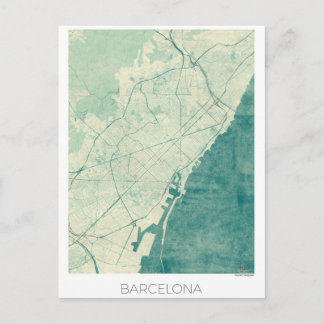 Postal Cortalidad azul de cosecha de Barcelona Map