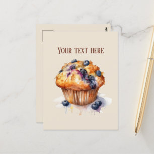 Postal Cortar el muffin de arándano agregar texto