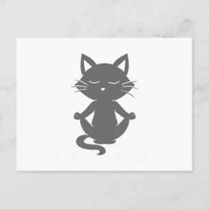 Postal Cortar gato en meditación - Elegir color de fondo