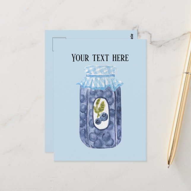 Postal Cortar la mermelada de arándano azul agregar texto (Anverso/Reverso In Situ)