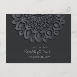 Postal Cortar papel negro Mandala Guardar fecha