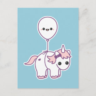 Postal Cortar unicornio con globo
