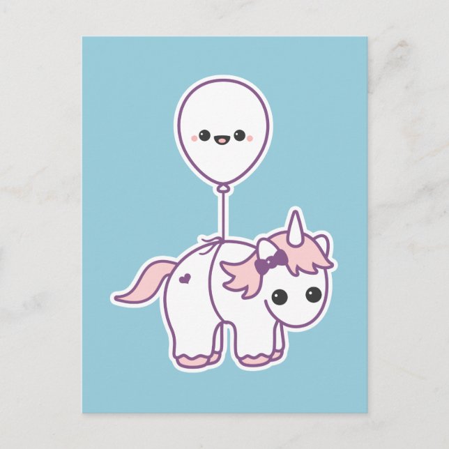 Postal Cortar unicornio con globo (Anverso)