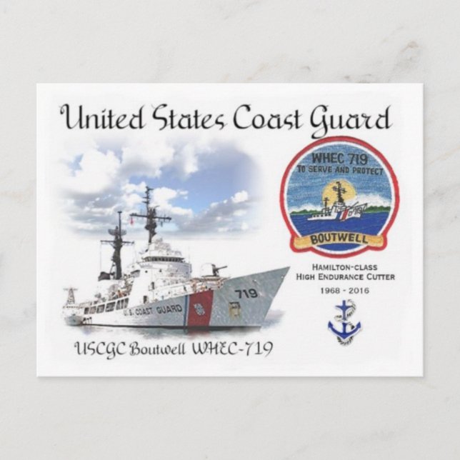POSTAL CORTE DE BOUTWELL WHEC-719 DE USCGC (Anverso)