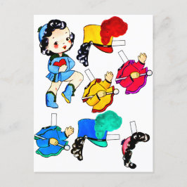Postal Corte de papel para Chica de banda de escuela de v