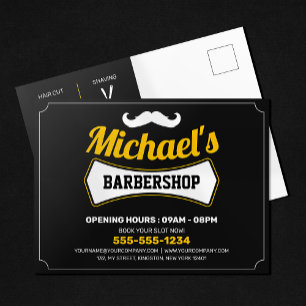 Postal Corte de pelo clásico en barbería afeitado