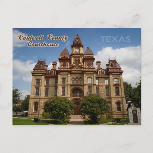 Postal Corte del Condado de Caldwell, Lockhart, Texas (Anverso)
