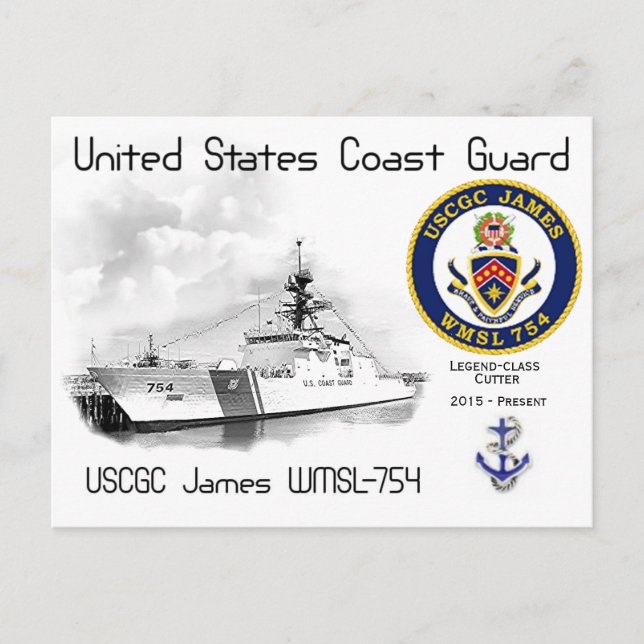 POSTAL CORTE USCGC JAMES WMSL-754 (Anverso)