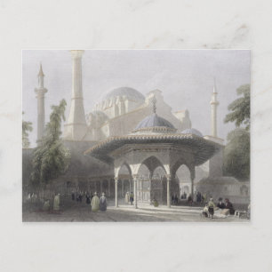 Postal Corte y fuente de Santa Sofía, Estambul, Enfermeda
