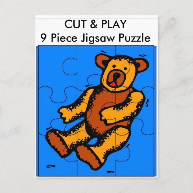 Postal CORTE Y JUEGO 9 Pieza Rompecabezas - Oso (Anverso)