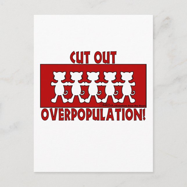 Postal ¡Corten la sobrepoblación! Gatos (Anverso)