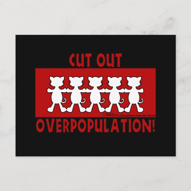 Postal ¡Corten la sobrepoblación! Gatos (Anverso)