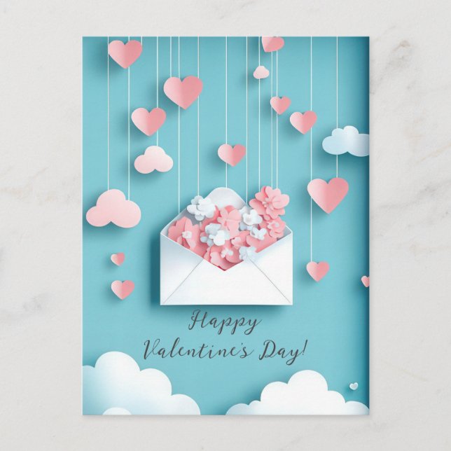 Postal Cortesía de papel al saludo de San Valentín (Anverso)
