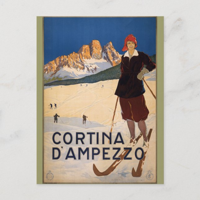 Postal Cortina d'Ampezzo Viajes Poster Arte (Anverso)