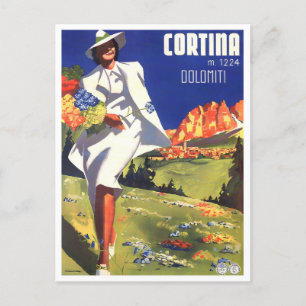 Postal Cortina Dolomitas Italia Viaje vintage