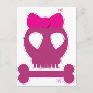 Postal ¡CORTO! chica de cráneo rosa