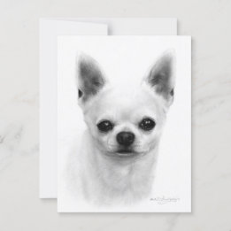 Postal Corto Chihuahua haitiano de mano dibujado - Perro 