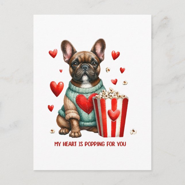 Postal Corto corazón Día de San Valentín de Bulldog franc (Anverso)