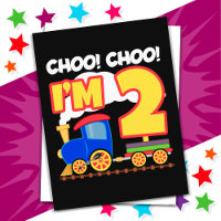 Corto Tren Colorido segundo cumpleaños Choo Choo T