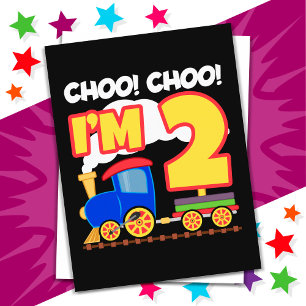 Postal Corto Tren Colorido segundo cumpleaños Choo Choo T