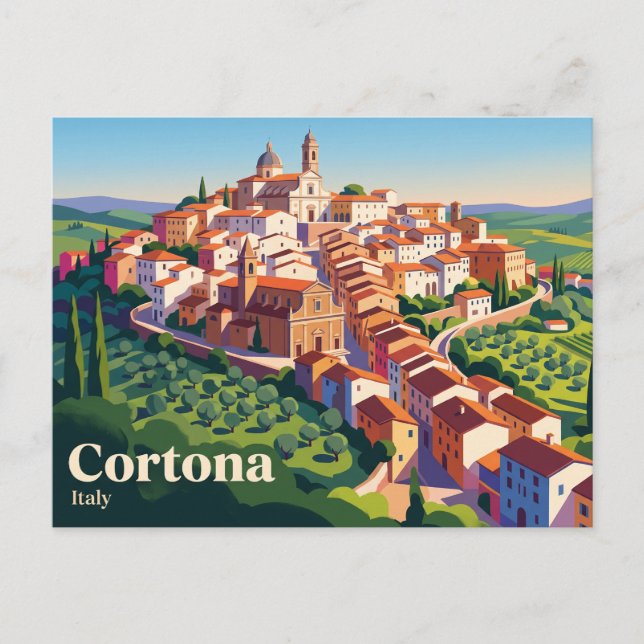 Postal Cortona, Toscana, Italia (Anverso)