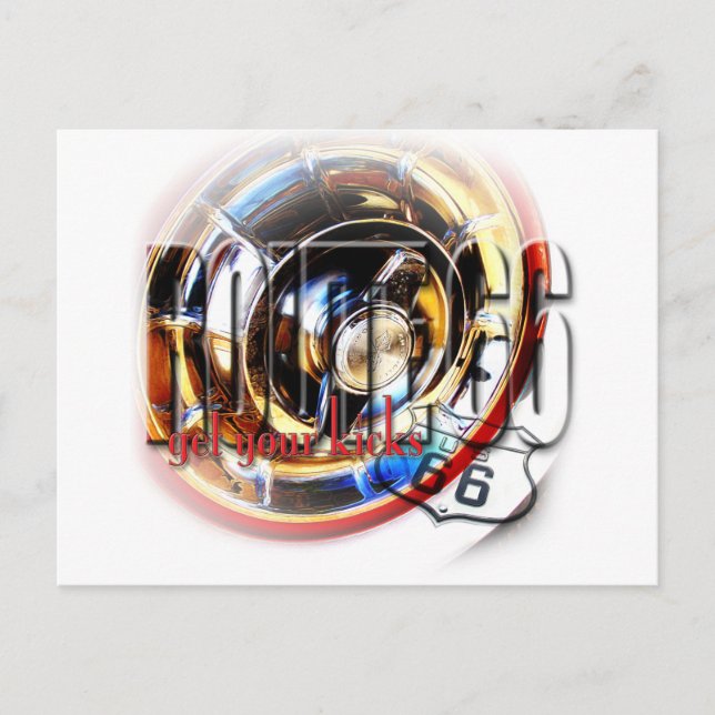 Postal Corvette Hubcap - Ruta 66 (Anverso)