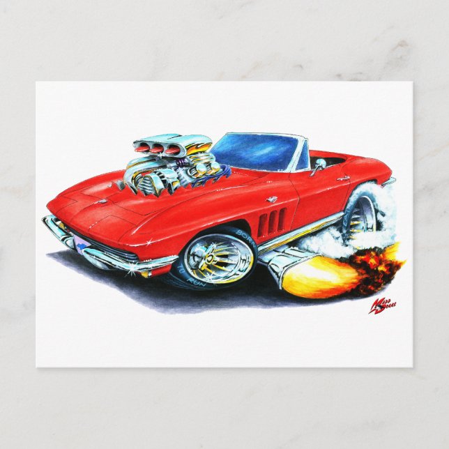 Postal Corvette Red Convertible de 1965 (Anverso)
