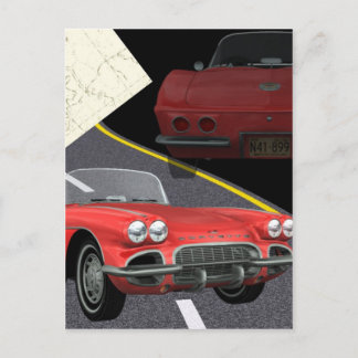 Postal Corvette Rojo - Diseño del Día del Auto/Padre