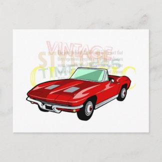 Postal Corvette rojo Stingray o Sting Ray en un coche dep