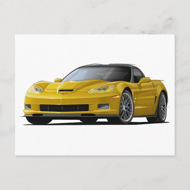 Postal Corvette ZR1 Coche amarillo (Anverso)