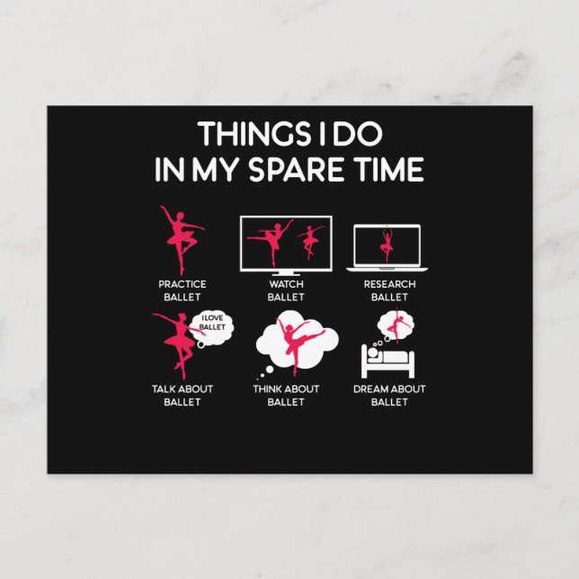 Postal Cosas De Ballet Que Hago En Mi Tiempo De Reserva (Anverso)