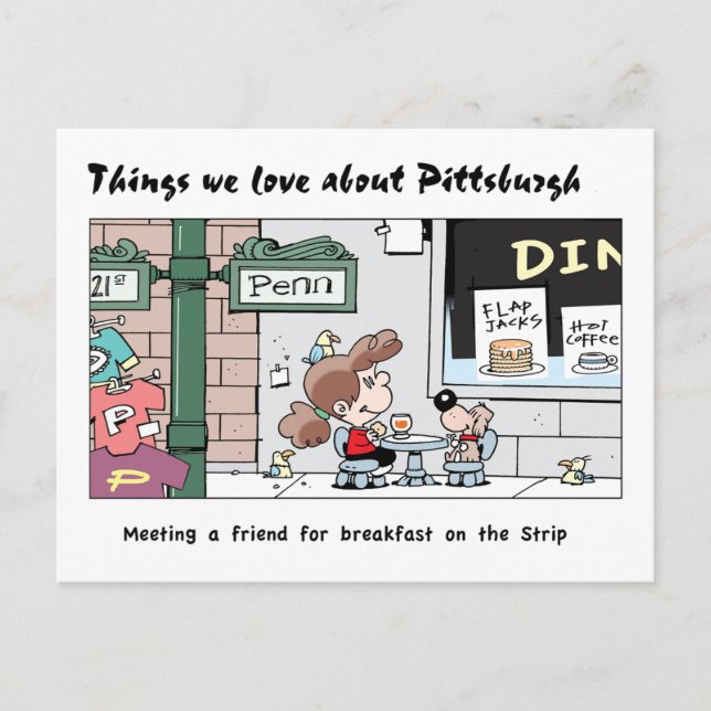 Postal Cosas que amamos de Pittsburgh - ¡Los desayunos! (Anverso)