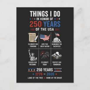 Postal Cosas que hago 250 años EE. UU. 1776 2026