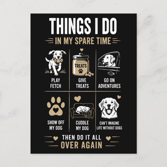 Postal Cosas que hago en mi tiempo libre con perros una y (Anverso)