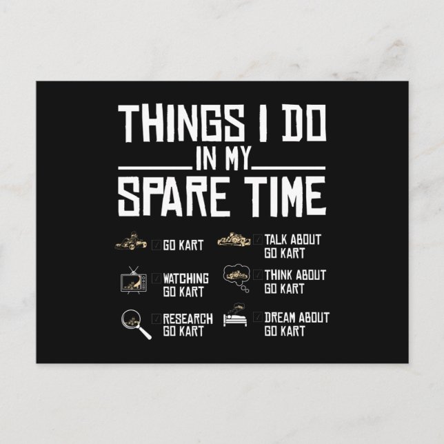 Postal Cosas Que Hago En Mi Tiempo Libre, Vamos Kart (Anverso)