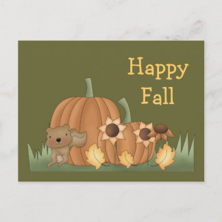 Postal Cosecha Caída Calabaza del Otoño Sale Ardilla