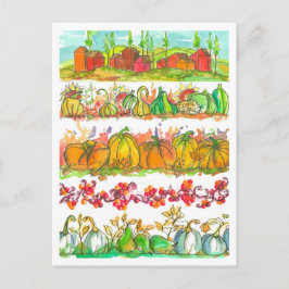 Postal Cosecha de acuarela en temporada de otoño