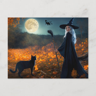 Postal Cosecha de la Luna: Escena Realista de Halloween"
