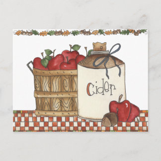 Postal cosecha de la sidra de manzana y de la manzana