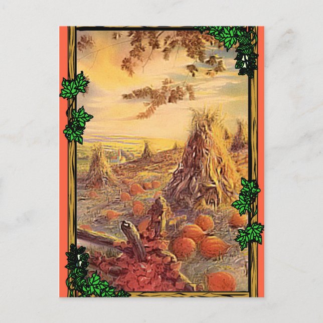 Postal Cosecha de los libros y calabazas (Anverso)