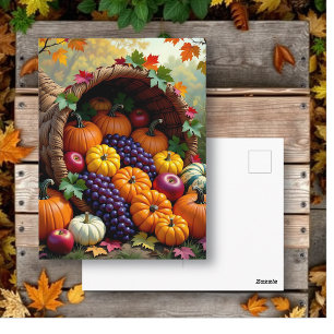 Postal Cosecha de Otoño y Cornucopia de Bendiciones